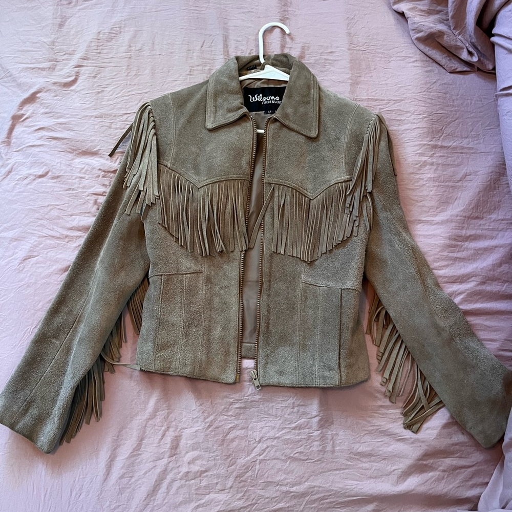 Vintage Leather suede fringe jacket
